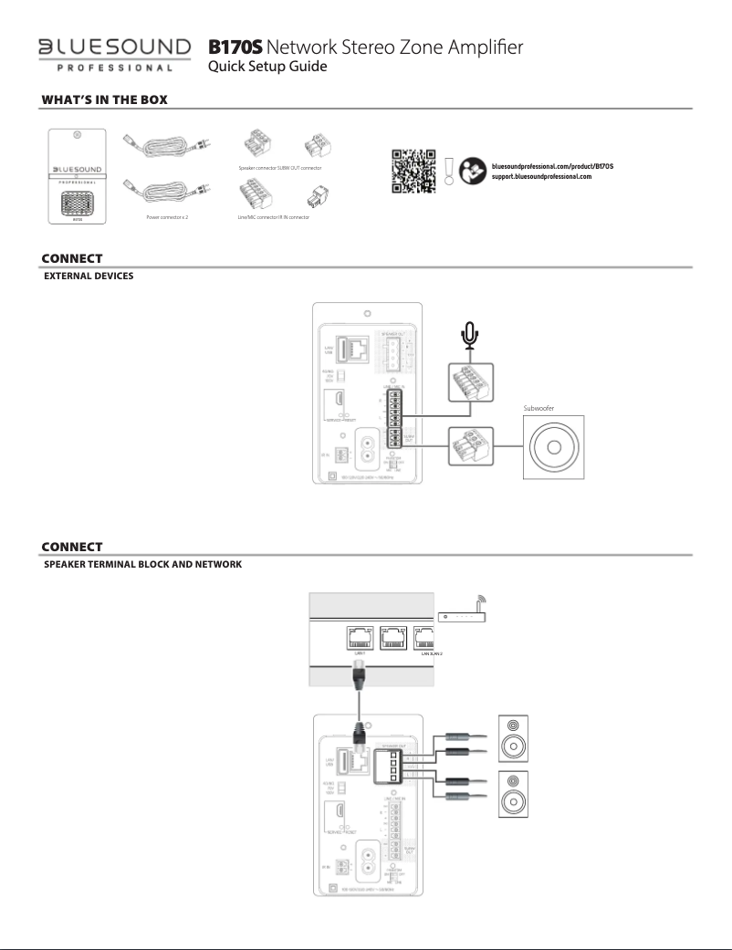 Page 1 de la notice Manuel utilisateur Bluesound B170S