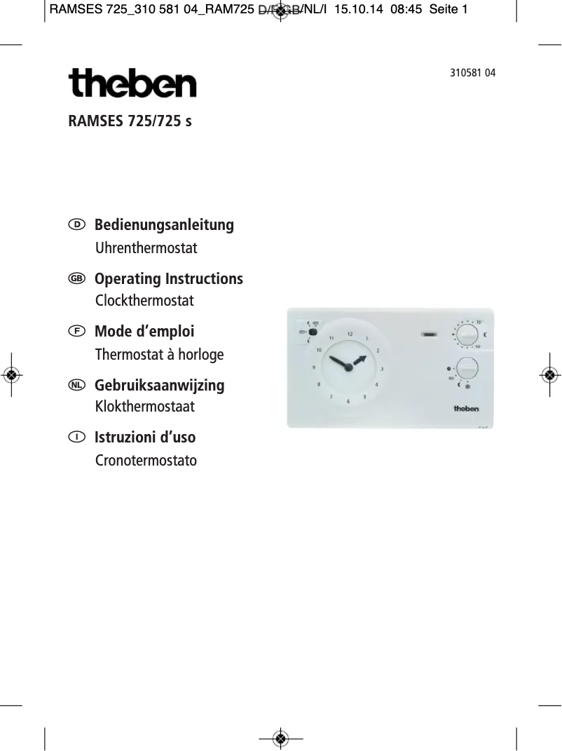 Image de la première page du manuel de l'appareil Ramses 725 S