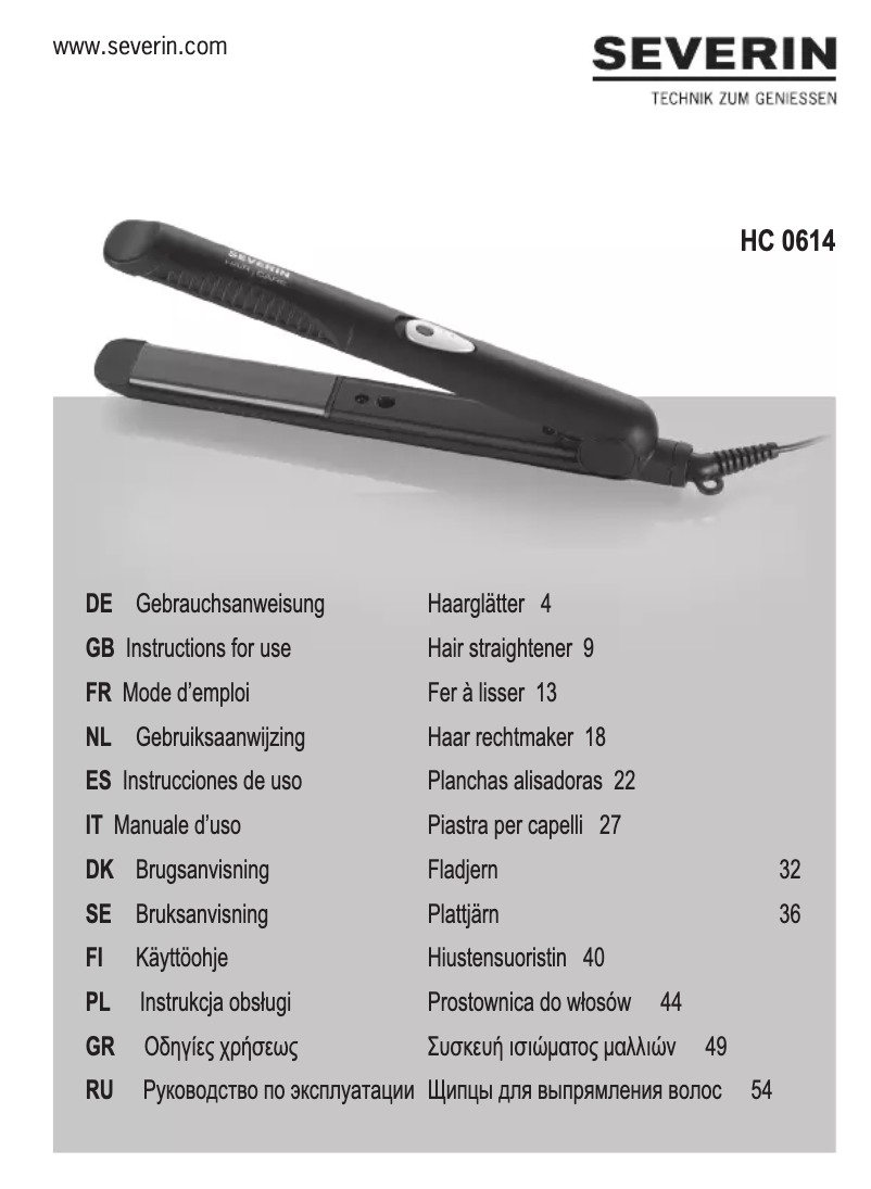 Image de la première page du manuel de l'appareil HC 0614