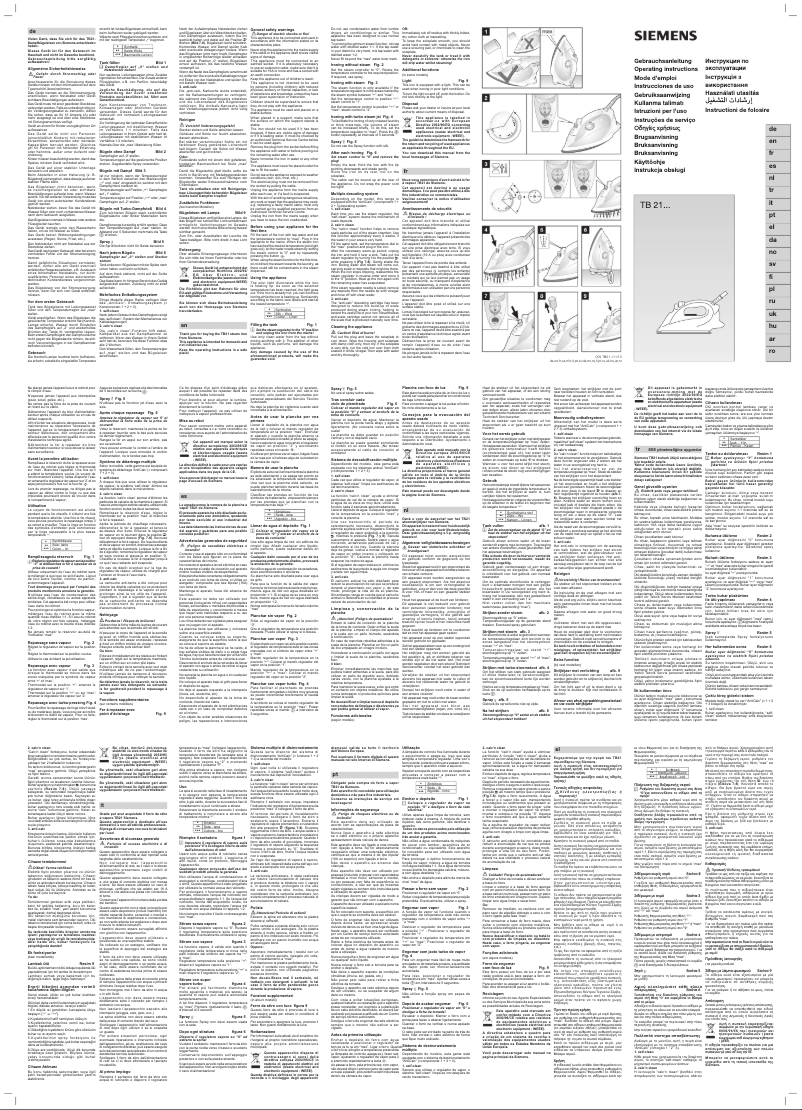 Page 1 de la notice Manuel utilisateur Siemens Slider II TB21150