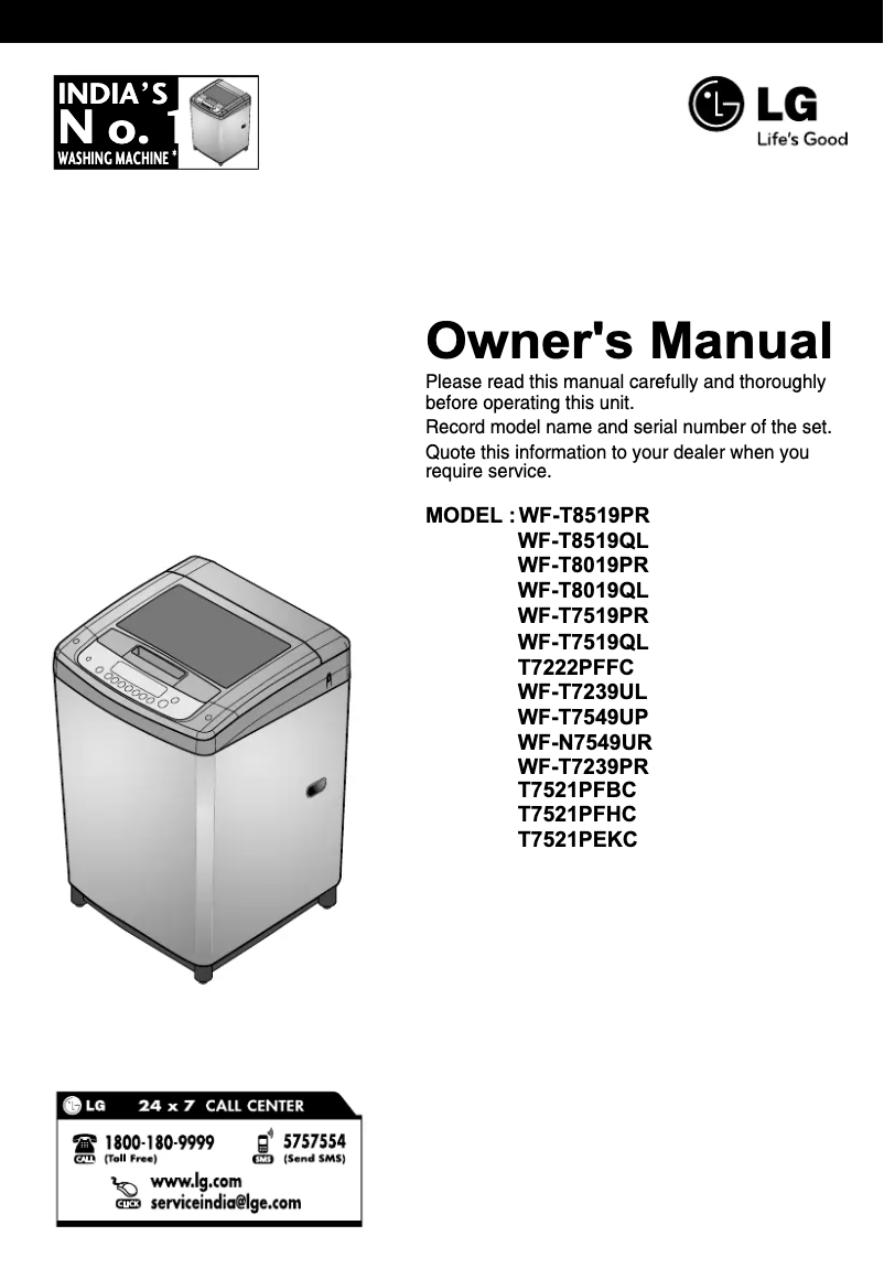 Page n°1 - Manuel utilisateur LG T7521PFBC