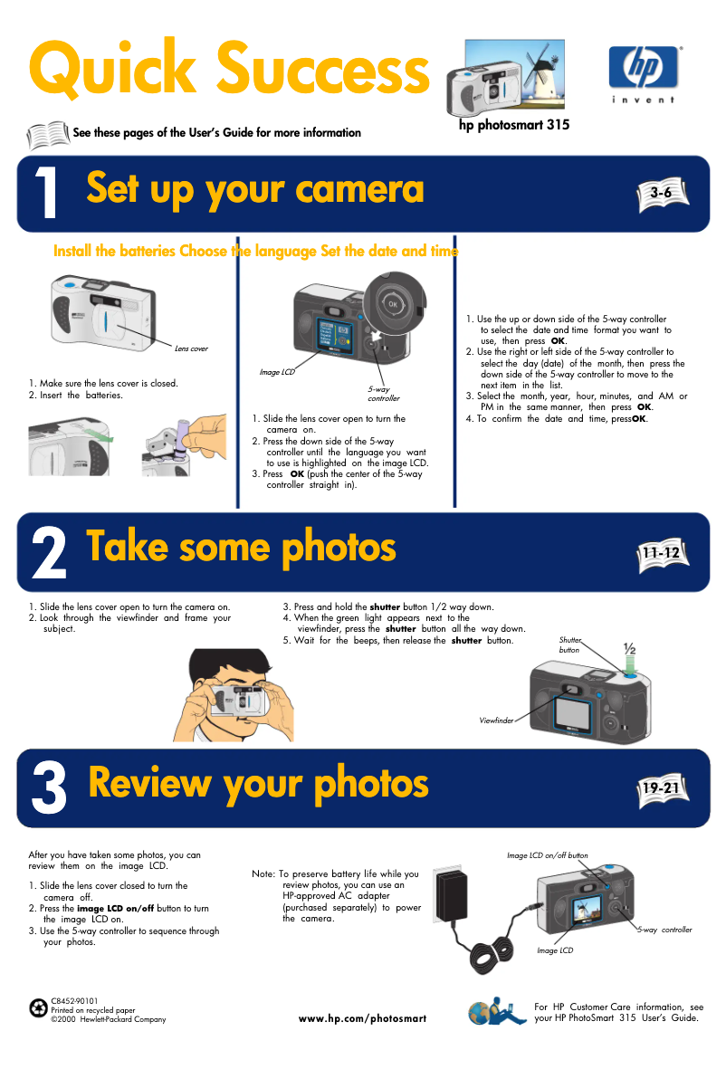 Image de la première page du manuel de l'appareil PhotoSmart 315