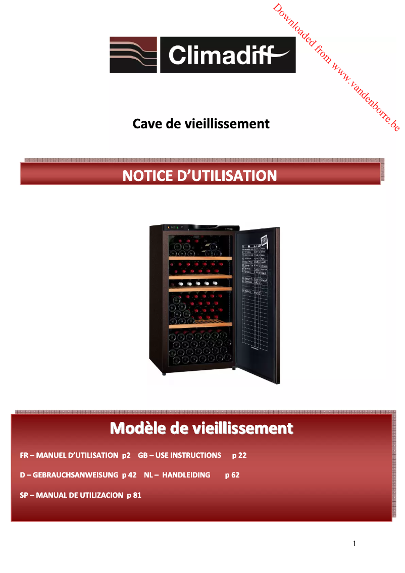 Page 1 de la notice Manuel utilisateur Climadiff CLA310A+