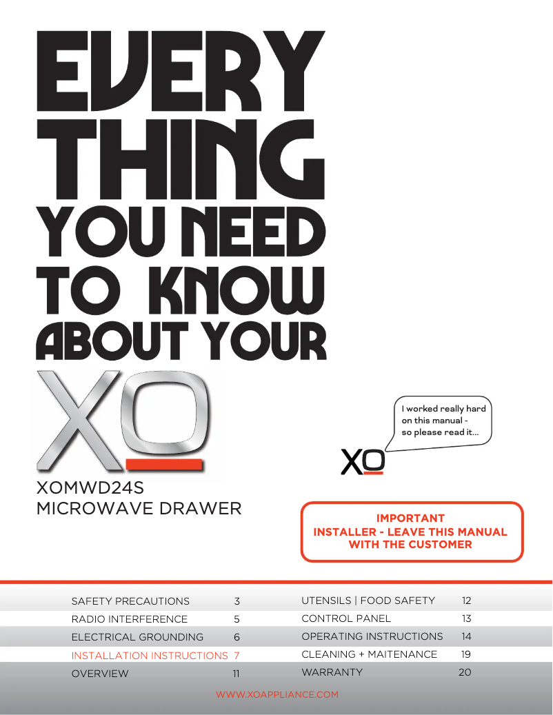 Page n°1 - Manuel utilisateur XO XOMWD24SM