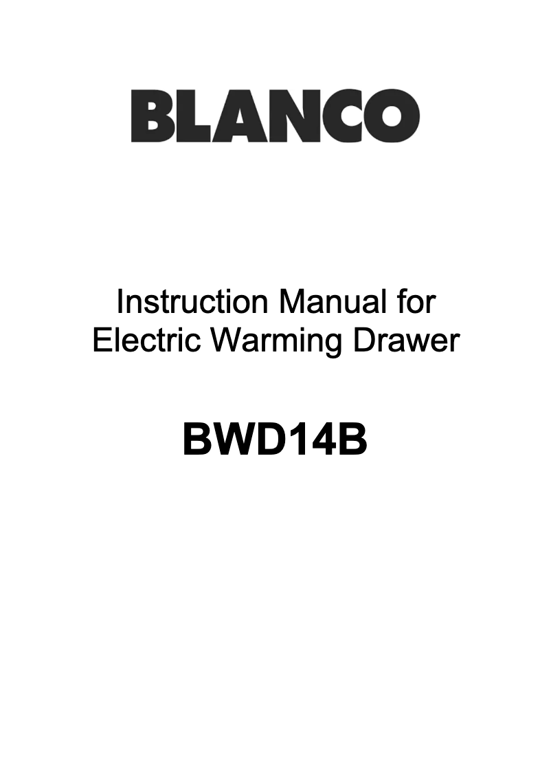 Page n°1 - Manuel utilisateur BLANCO BWD14B