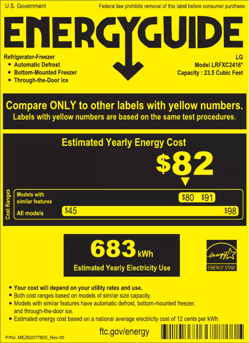 Page n°1 - Label énergétique LG LRFXC2416D