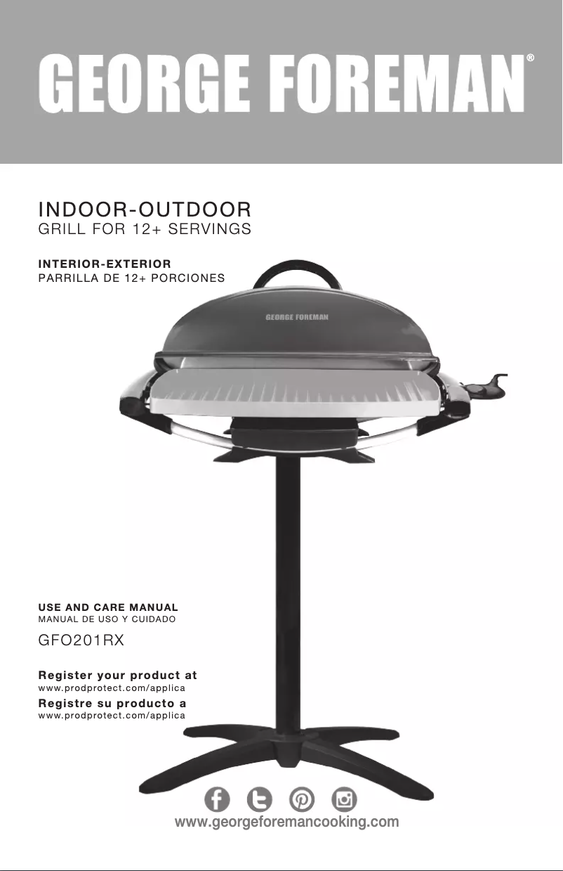 Page 1 de la notice Manuel utilisateur George Foreman GFO201RX