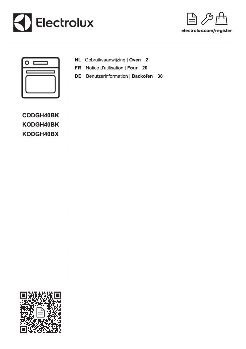 Page 1 de la notice Manuel utilisateur Electrolux KODGH40BX