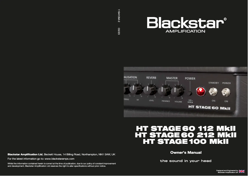 Page 1 de la notice Manuel utilisateur Blackstar HT Stage 60 212 MkII