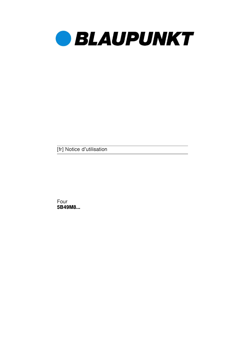 Page n°1 - Manuel utilisateur Blaupunkt 5B49M 8160