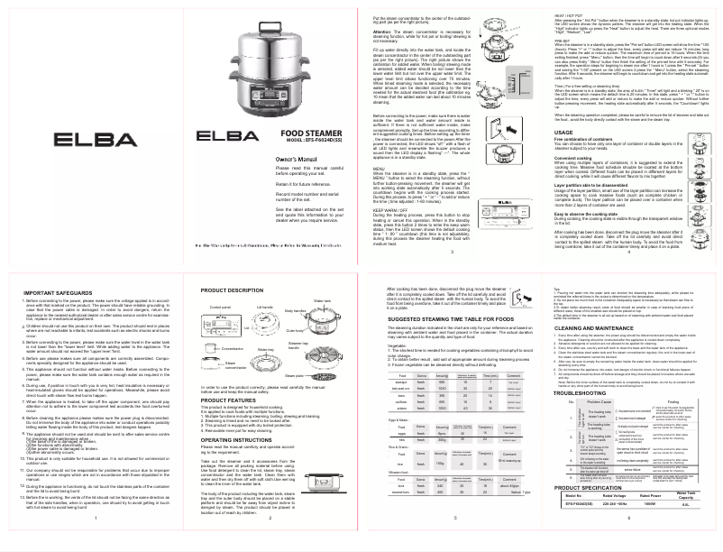 Image de la première page du manuel de l'appareil EFS-F6024D(SS)