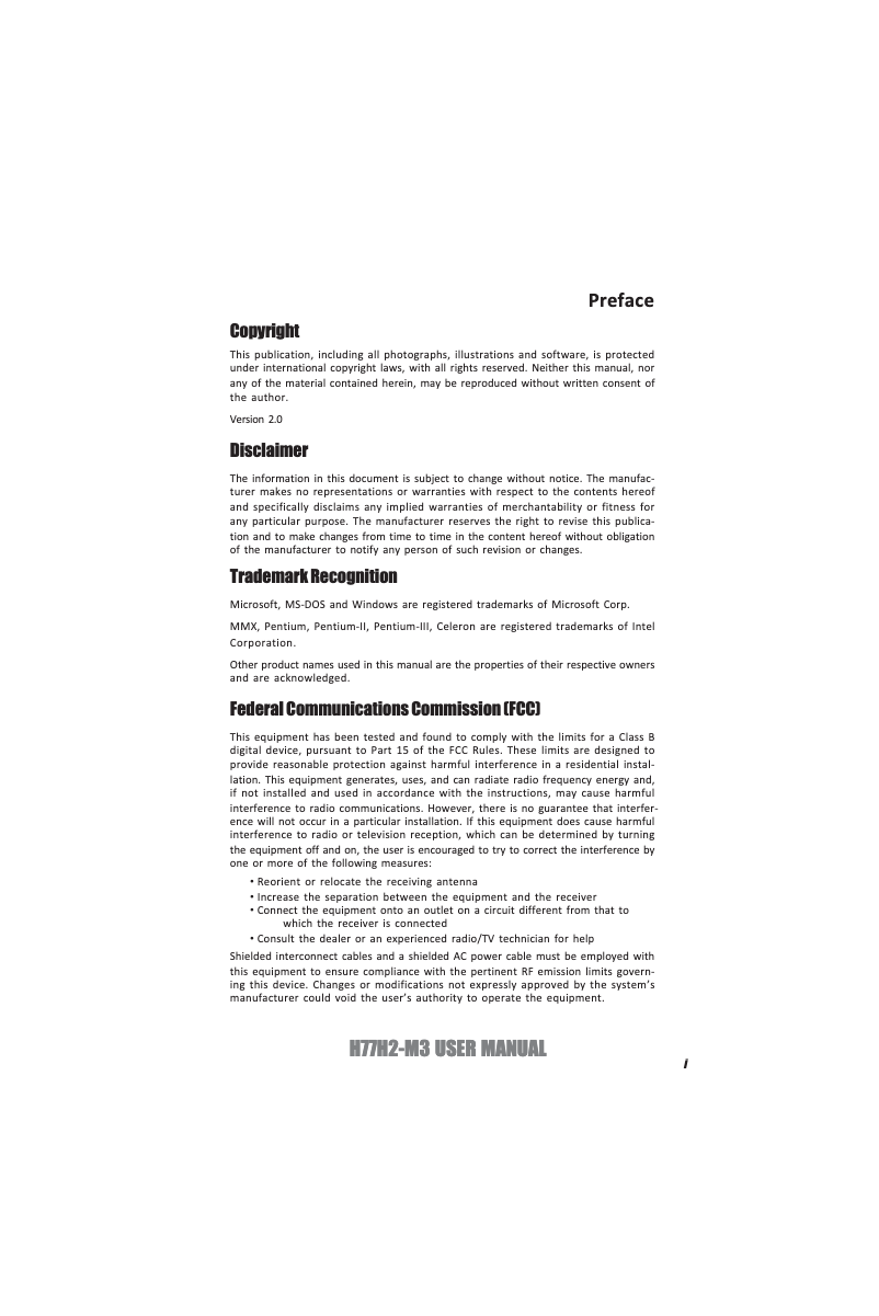 Image de la première page du manuel de l'appareil H77H2-M3