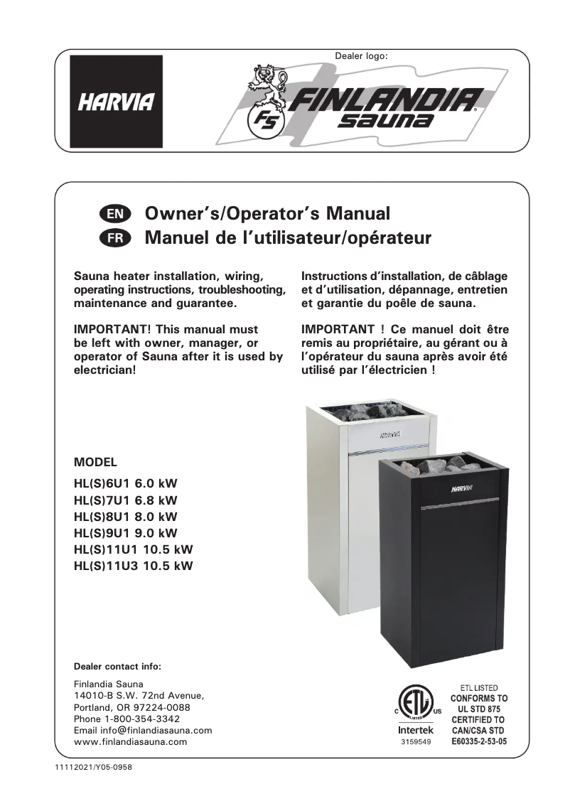 Image de la première page du manuel de l'appareil Virta HL6 HL6U1