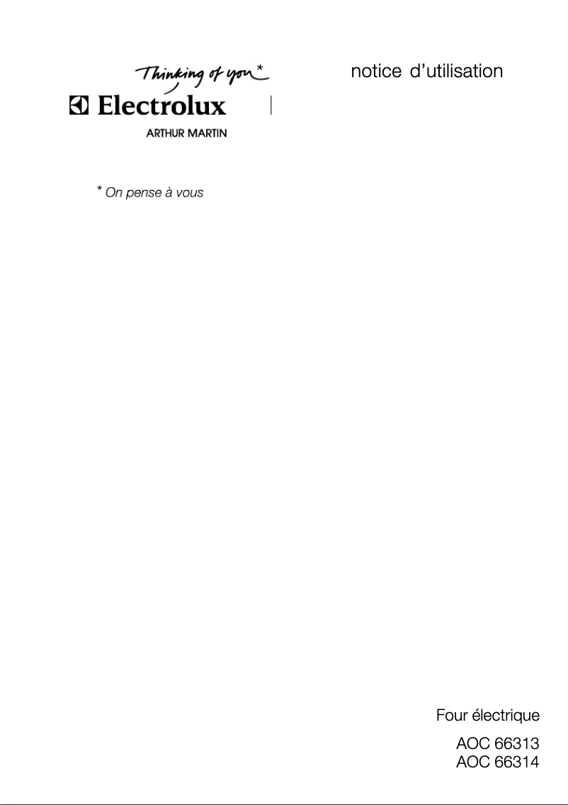 Page 1 de la notice Manuel utilisateur Arthur Martin-Electrolux AOC 66314 K
