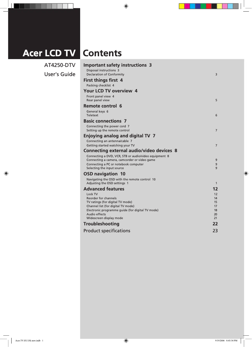 Page 1 de la notice Manuel utilisateur Acer AT4250