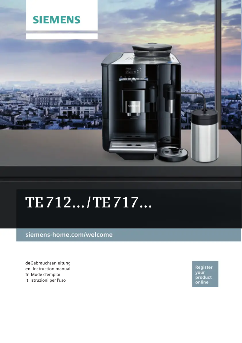 Page n°1 - Manuel utilisateur Siemens EQ.7 Plus aromaSense M-series TE712501DE