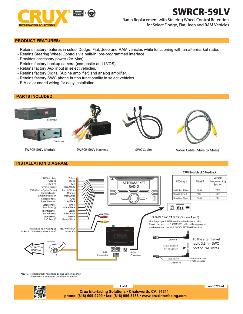 Image de la première page du manuel de l'appareil SWRCR-59LV