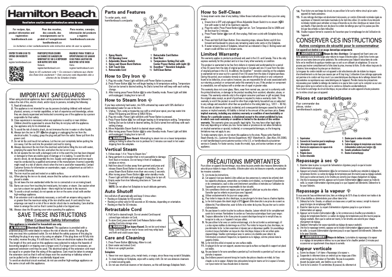 Page n°1 - Manuel utilisateur Hamilton Beach Durathon 19806