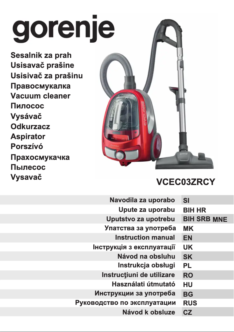 Page 1 de la notice Manuel utilisateur Gorenje VCEC03ZRCY
