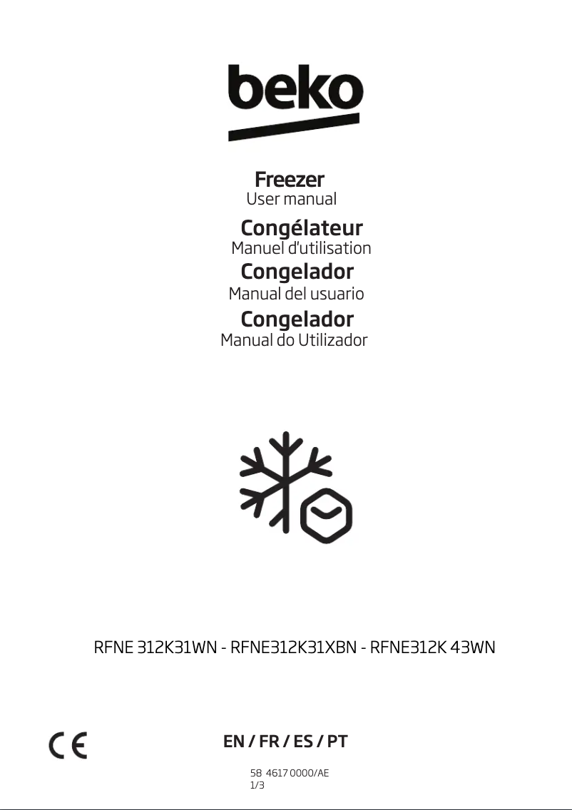 Page 1 de la notice Manuel utilisateur Beko RFNE312K31XBN