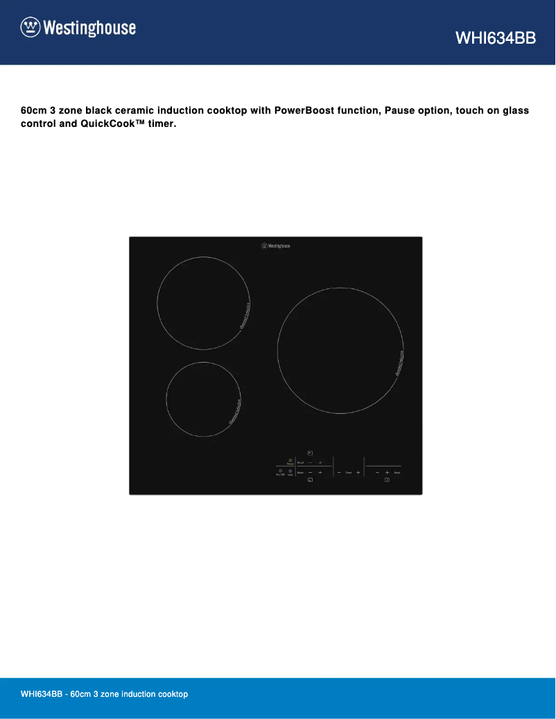 Page 1 de la notice Fiche technique Westinghouse WHI634BB