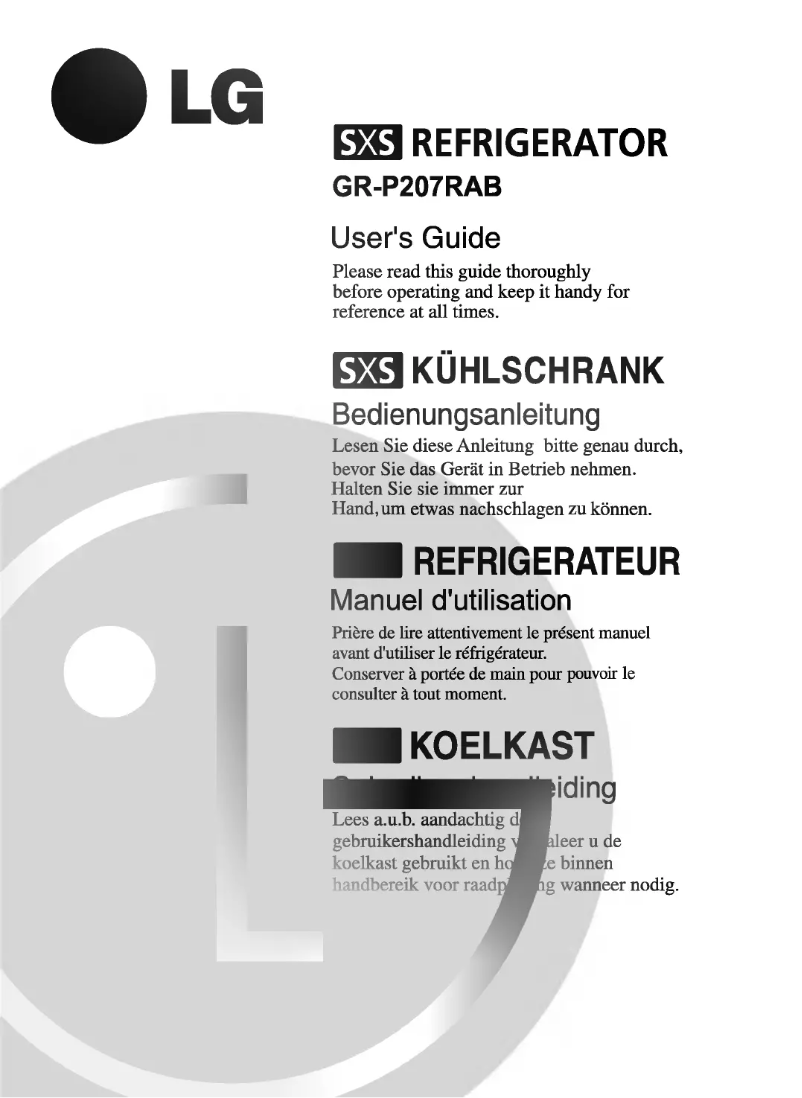 Page 1 de la notice Manuel utilisateur LG GR-P207RAB