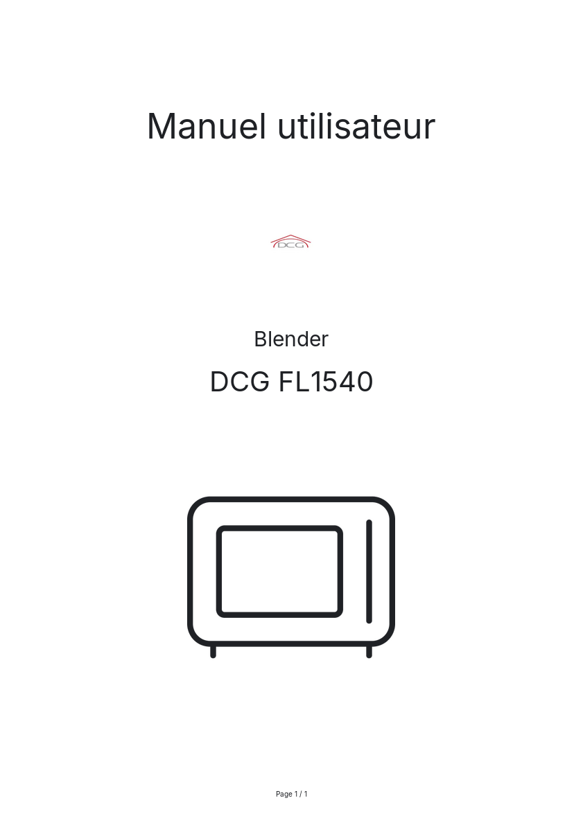 Page n°1 - Manuel utilisateur DCG FL1540