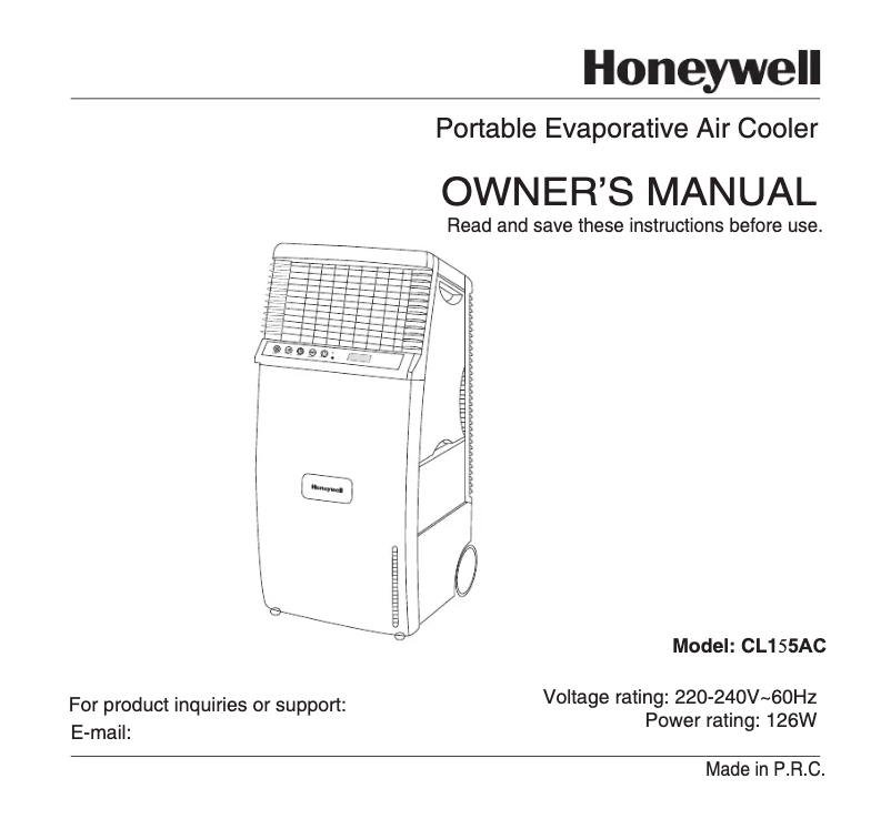 Page 1 de la notice Manuel utilisateur Honeywell CL15AC