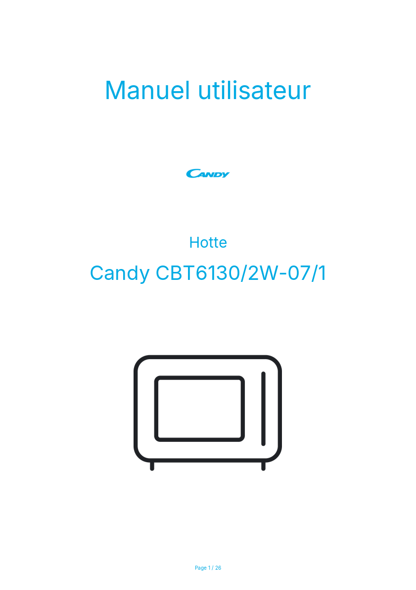 Page n°1 - Manuel utilisateur Candy CBT6130/2W-07/1