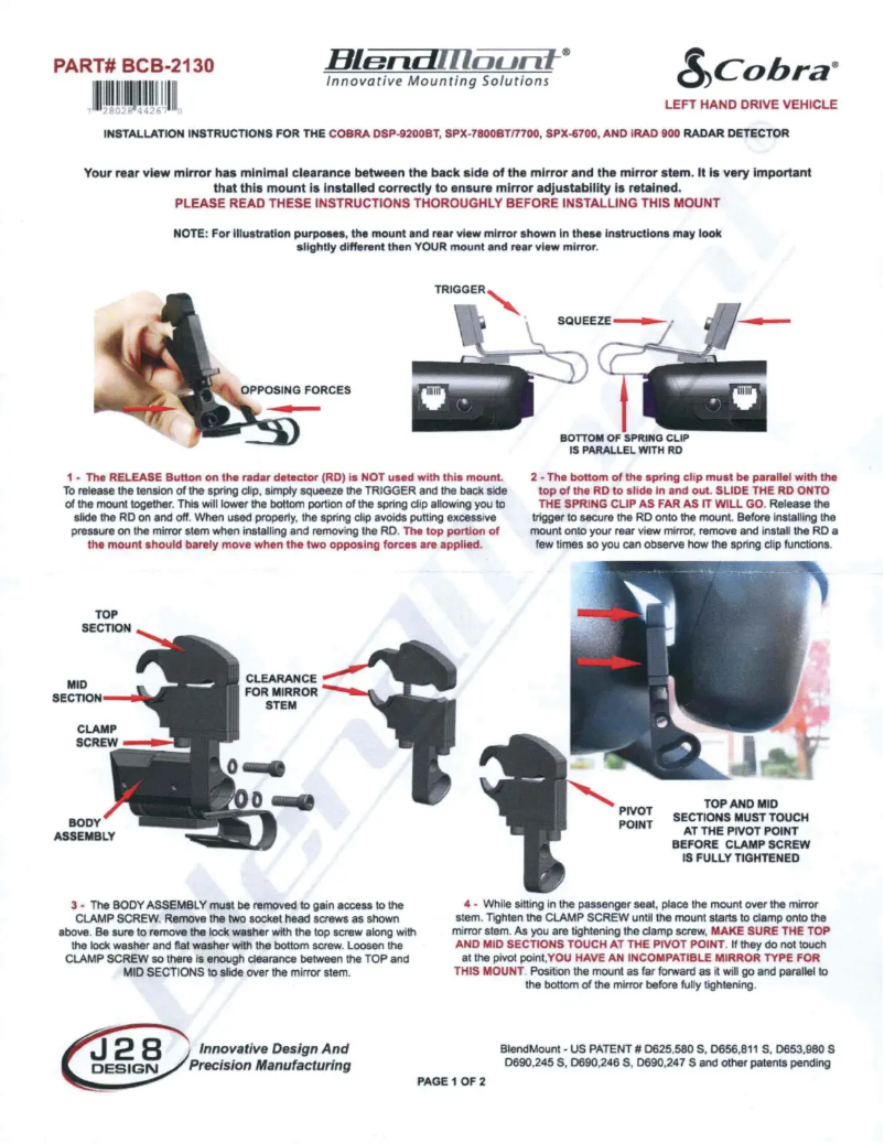Página 1 del manual Manual de usuario BlendMount BCB-2130