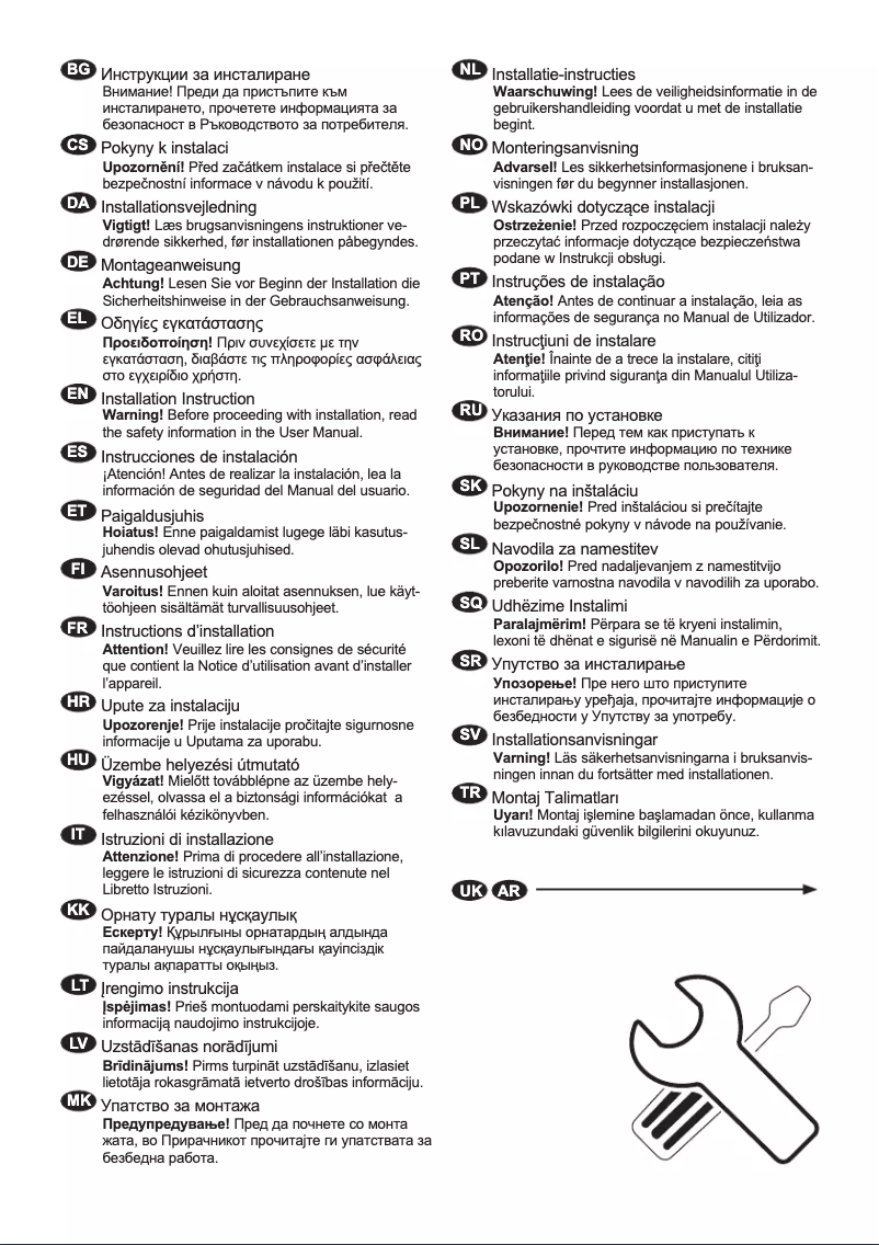 Page 1 de la notice Guide d'installation Electrolux SG220N