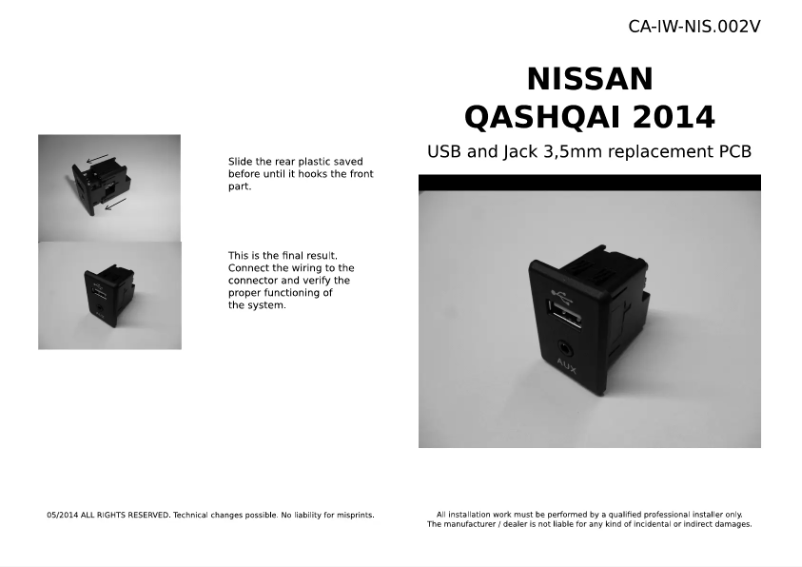 Page n°1 - Manuel utilisateur Pioneer CA-IW-NIS.002V