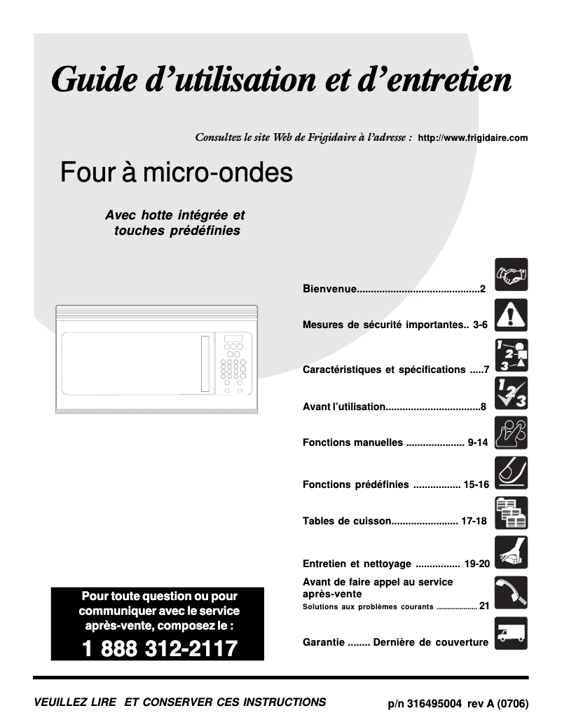 Page n°1 - Manuel utilisateur Frigidaire FMV157GC