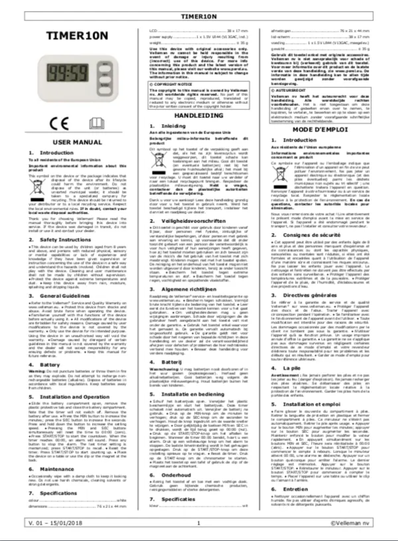 Image de la première page du manuel de l'appareil TIMER10N