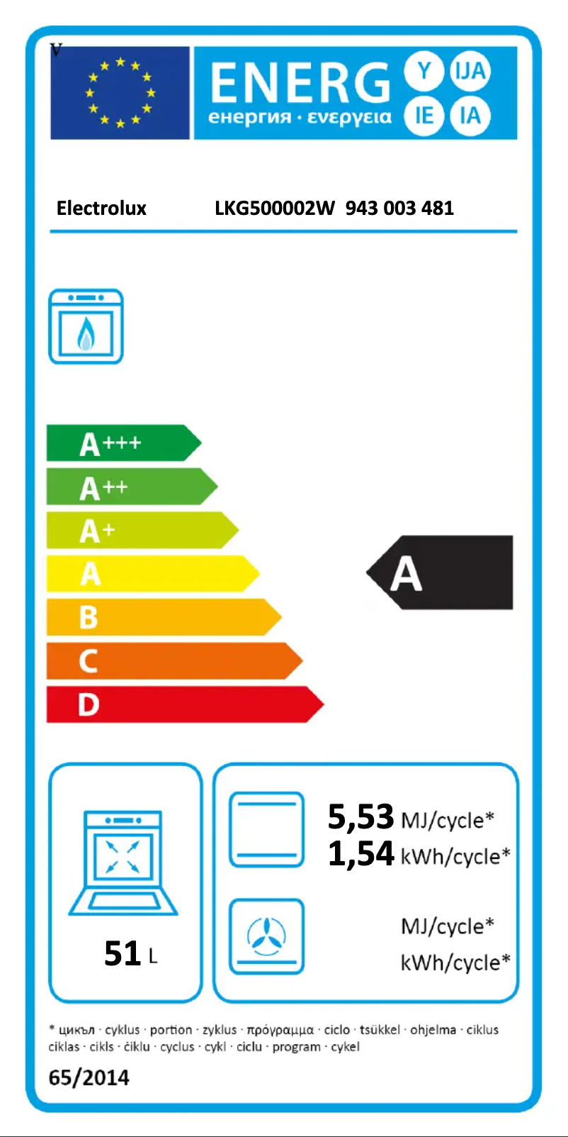 Page 1 de la notice Manuel utilisateur Electrolux LKG500002W