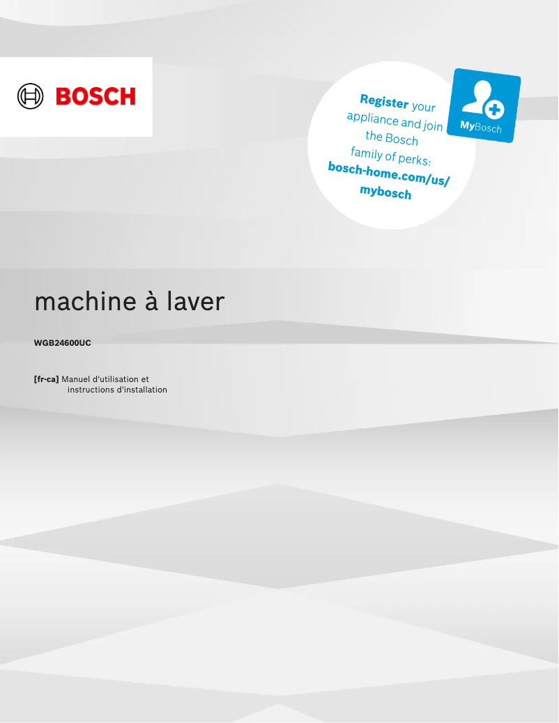 Page 1 de la notice Guide d'installation Bosch WGB24600UC