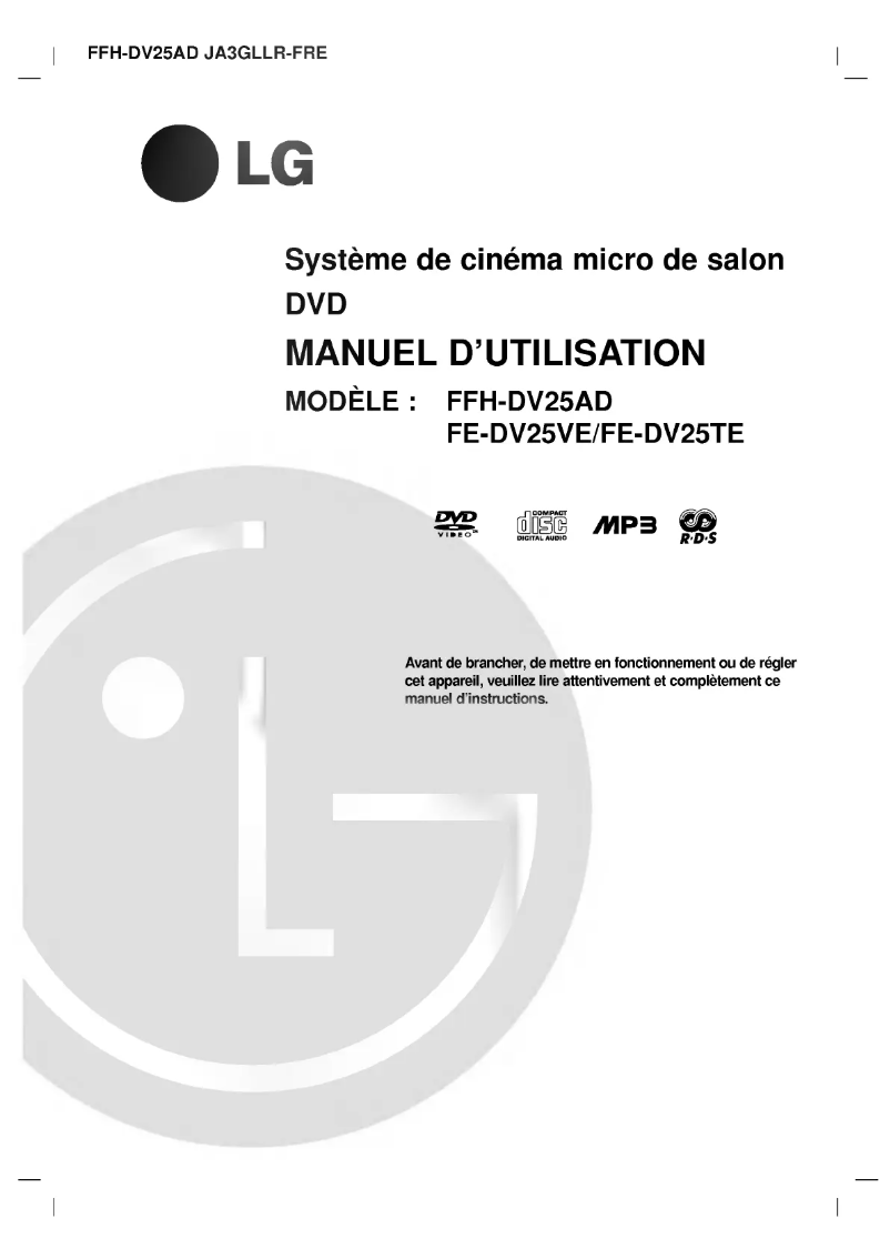 Page n°1 - Manuel utilisateur LG FFH-DV25AD