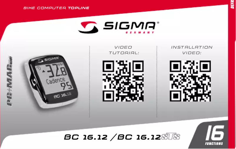 Page 1 de la notice Manuel utilisateur Sigma BC 16.12 STS Plus CAD