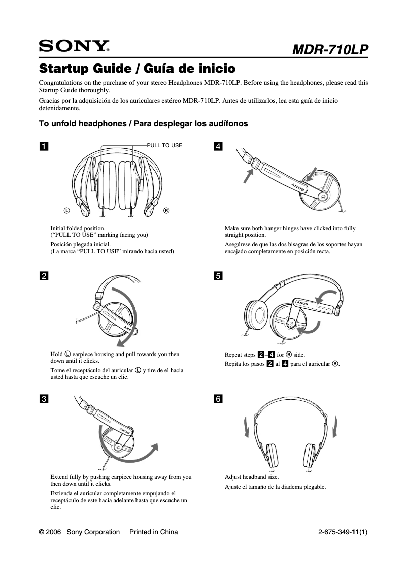 Page 1 de la notice Guide d'installation Sony MDR-710LP