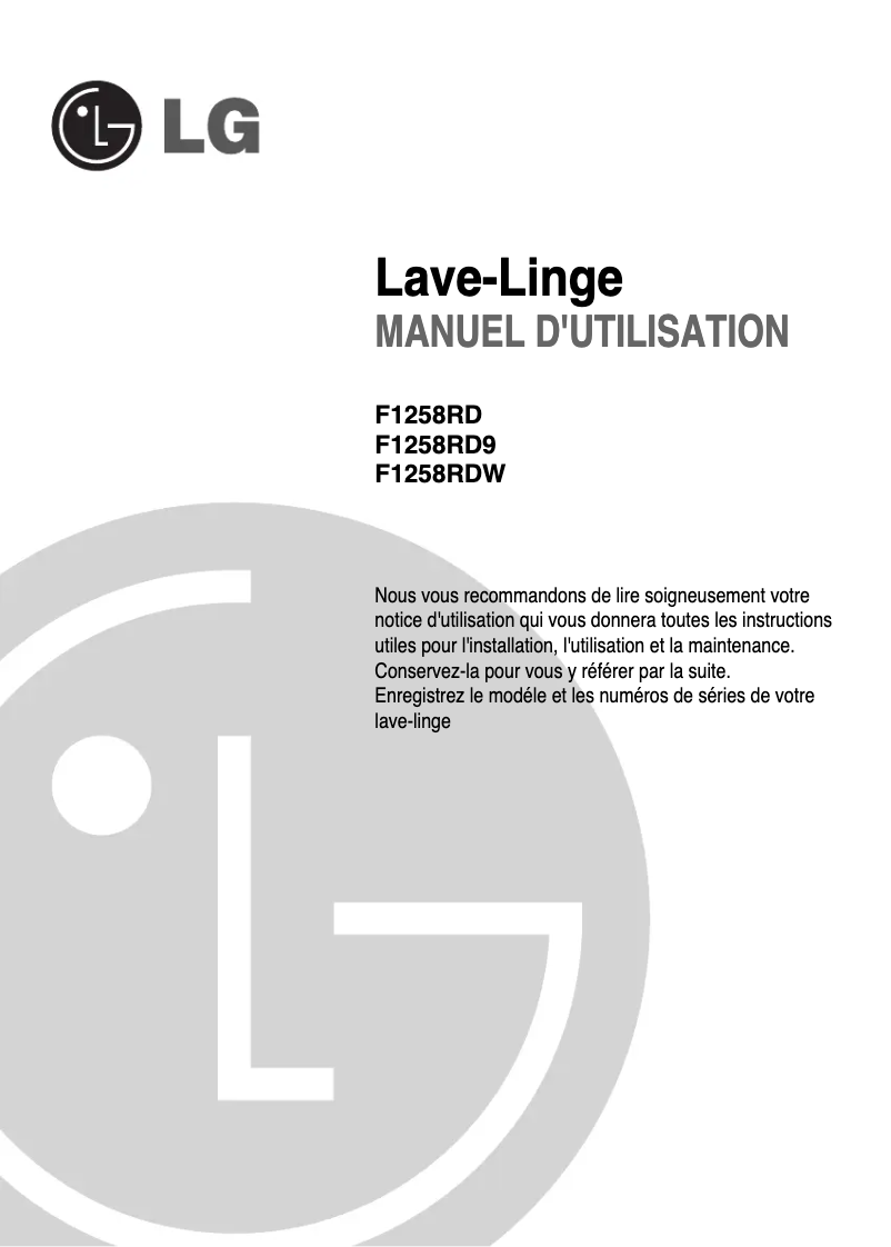 Page n°1 - Manuel utilisateur LG F1258RDW