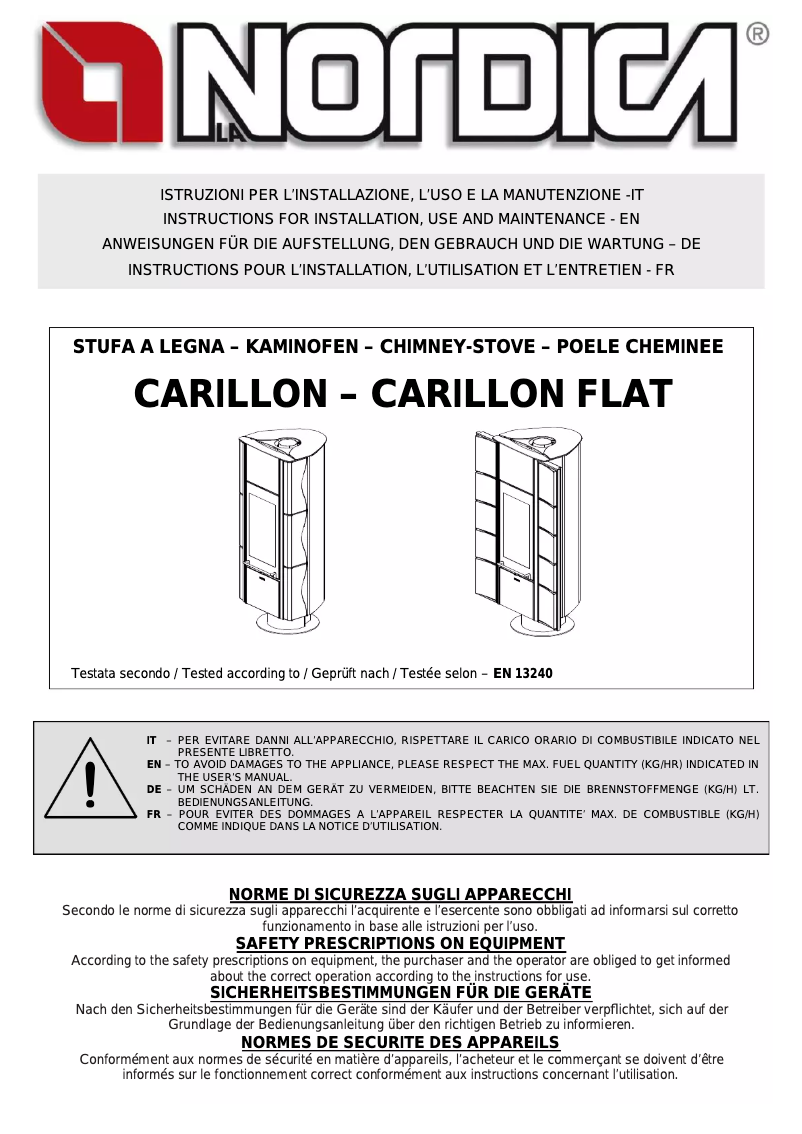Page 1 de la notice Manuel utilisateur La Nordica Carillon