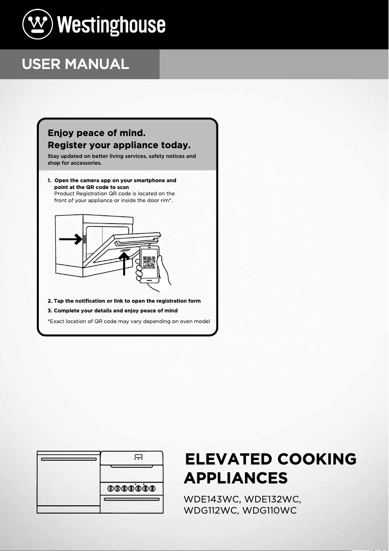 Page n°1 - Manuel utilisateur Westinghouse WDG110WC