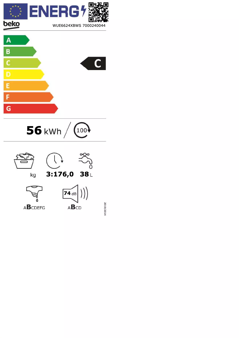Page 1 de la notice Manuel utilisateur Beko WUE6624XBWS