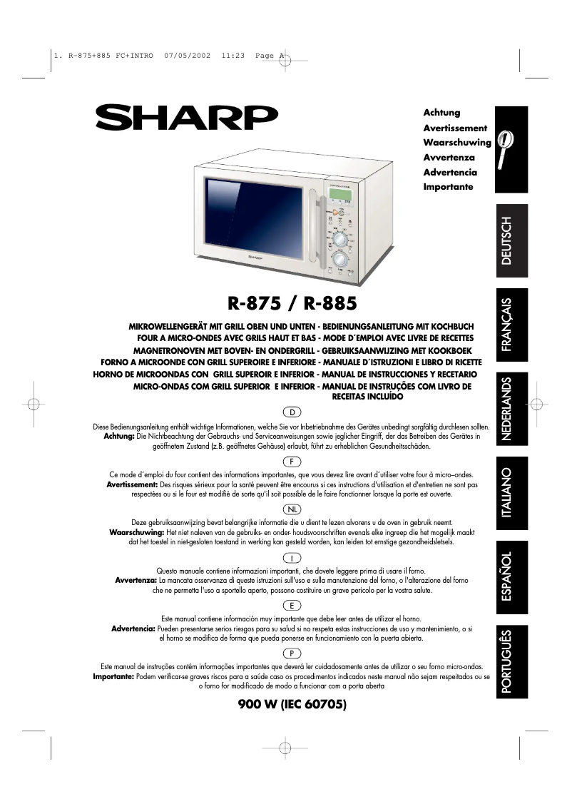 Page 1 de la notice Manuel utilisateur Sharp R-875