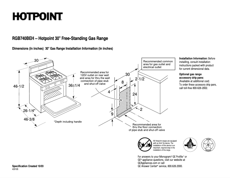 Page n°1 - Fiche technique Hotpoint RGB740BEHCT
