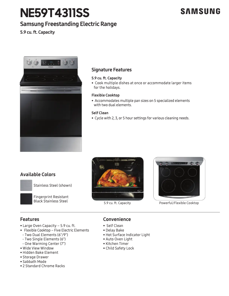 Page n°1 - Fiche technique Samsung NE59T4311SS