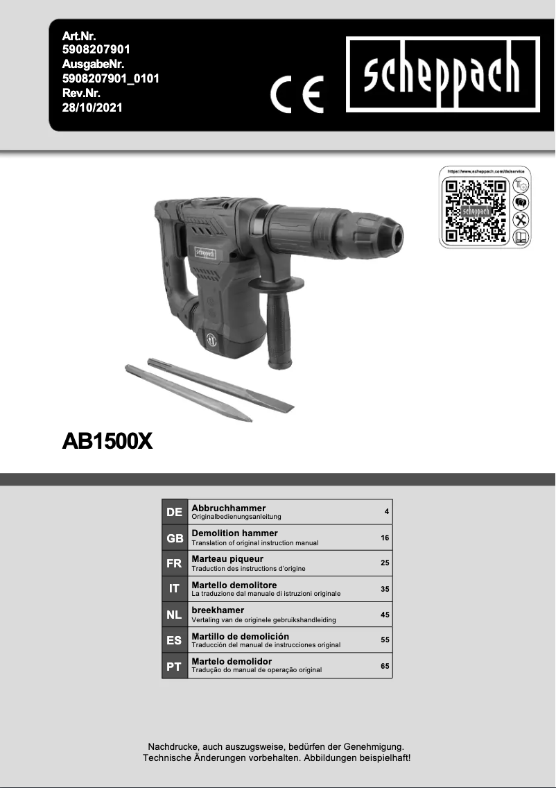 Page n°1 - Manuel utilisateur Scheppach AB1500X