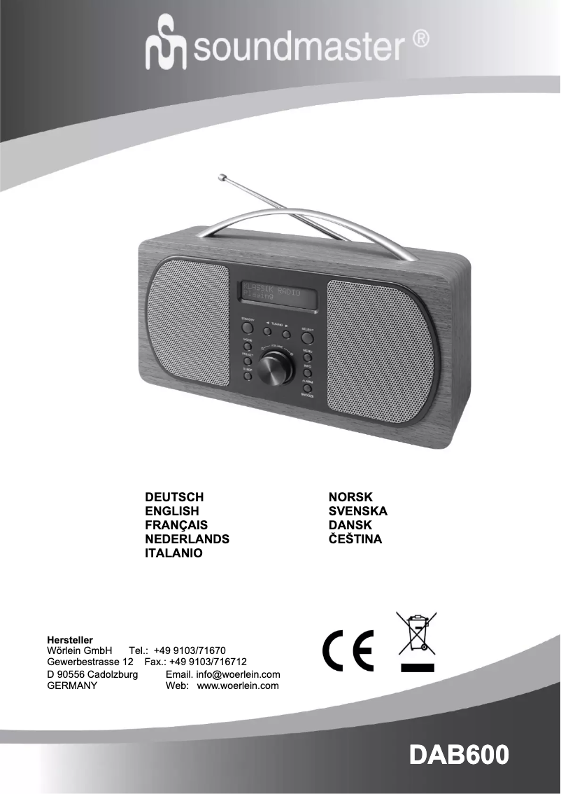 Page 1 de la notice Manuel utilisateur Soundmaster DAB600DBR