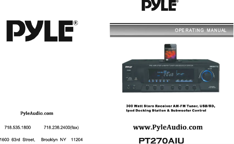 Page n°1 - Manuel utilisateur Pyle PT270AIU