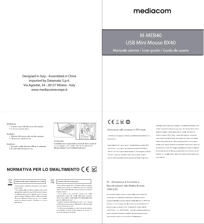 Page n°1 - Manuel utilisateur Mediacom BX40